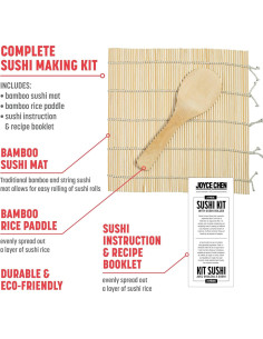 Kit de Sushi 3 Piezas Joyce Chen con Esterilla y Pala de Bambú 2