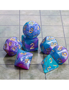 Conjunto de Dados Poliedricos CiaraQ 7 Piezas con Bolsa 2