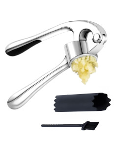 Prensa de Ajo de Acero Inoxidable Genérico con Pelador y Cepillo