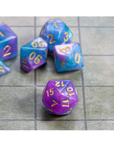 Conjunto de Dados Poliedricos CiaraQ 7 Piezas con Bolsa