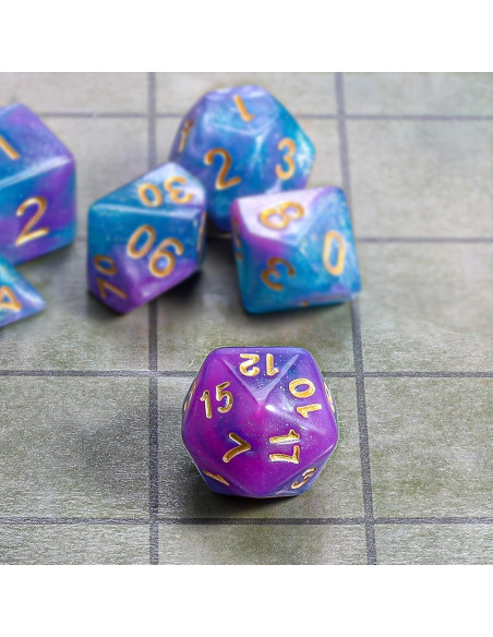 Conjunto de Dados Poliedricos CiaraQ 7 Piezas con Bolsa