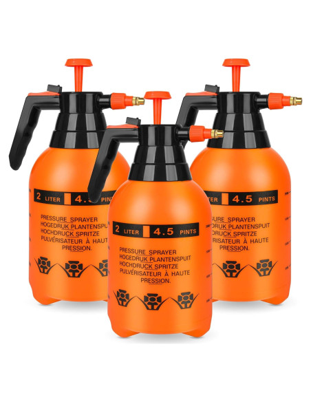 3 Pulverizadores de Mano TREEHAC 2L Naranja Ajustable