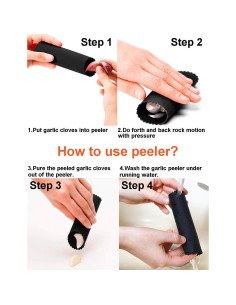 Prensa de Ajo VATUKOK de Acero Inoxidable con Pelador y Cepillo 2