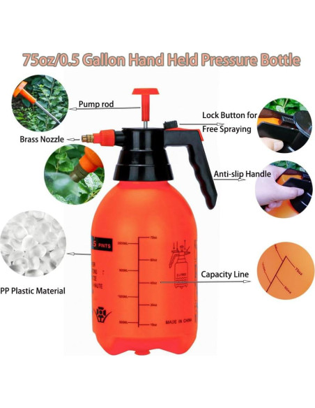 Paquete de 2 Pulverizadores de Jardín MRPAPA 2L Naranja