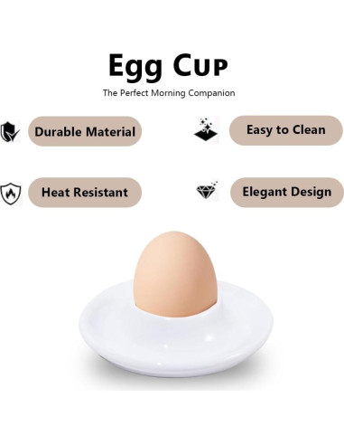 Set de 4 Tazas de Huevo de Cerámica Gimleeton - Blancas Apilables