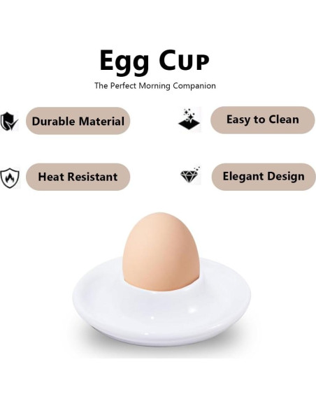 Set de 4 Tazas de Huevo de Cerámica Gimleeton - Blancas Apilables Set de 4 Tazas de Huevo de Cerámica Gimleeton - Blancas Apilables