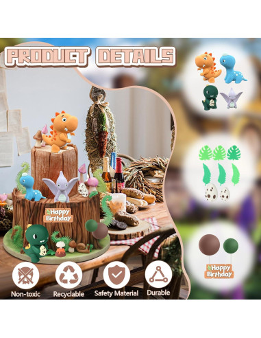 Adorno de Pastel de Dinosaurio 16 Piezas LACGO Fiesta Cumpleaños