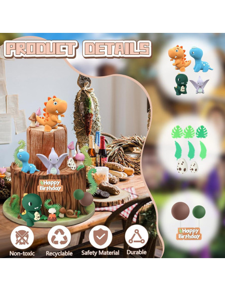 Adorno de Pastel de Dinosaurio 16 Piezas LACGO Fiesta Cumpleaños