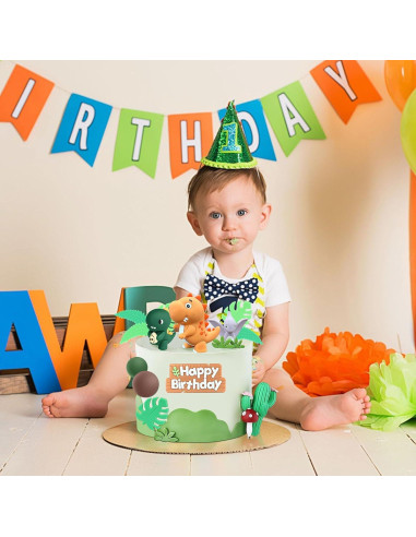 Adorno de Pastel de Dinosaurio 16 Piezas LACGO Fiesta Cumpleaños
