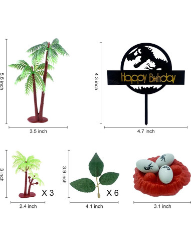 Adorno de Pastel Dinosaurio Tarocynn 22 Piezas PVC