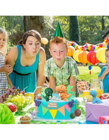 Adorno de Pastel de Dinosaurio 16 Piezas LACGO Fiesta Cumpleaños