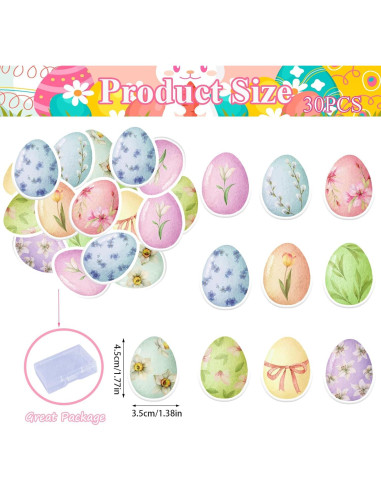 30 Decoraciones Comestibles de Huevos de Pascua Fyeoxle 4.5cm