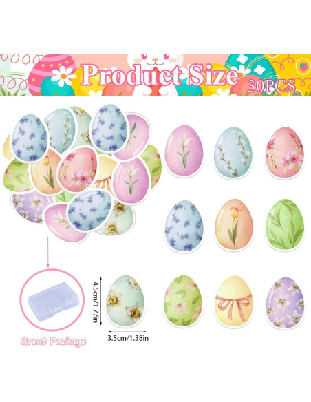 30 Decoraciones Comestibles de Huevos de Pascua Fyeoxle 4.5cm