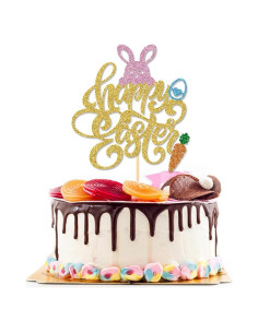 Adorno de Pastel Feliz Pascua UXYOKM 24.5x21cm Zanahoria Huevo