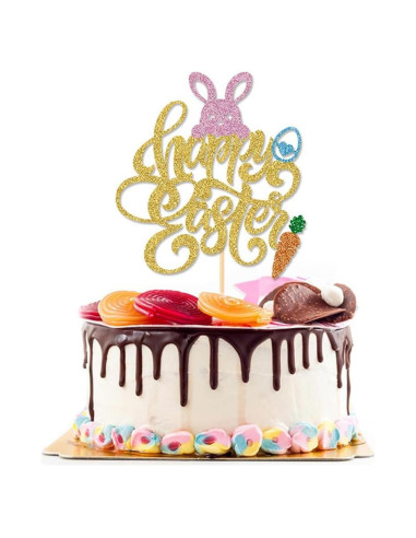 Adorno de Pastel Feliz Pascua UXYOKM 24.5x21cm Zanahoria Huevo