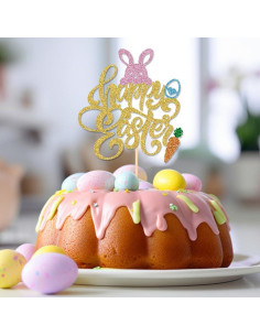 Adorno de Pastel Feliz Pascua UXYOKM 24.5x21cm Zanahoria Huevo 2