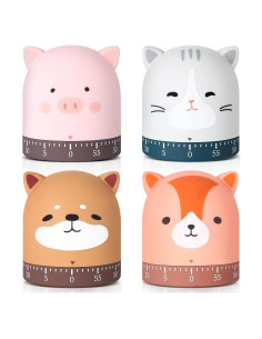 Temporizador de Cocina Mecánico Queekay 4 Pcs Animales 60 Min