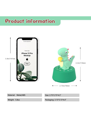 Temporizador Mecánico de Cocina ELE DEPI 60 Minutos Verde Claro