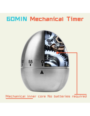 Temporizador de Cocina WG015 NInE-ROnG Acero Inoxidable 60 Min