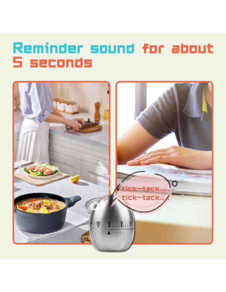 Temporizador de Cocina WG015 NInE-ROnG Acero Inoxidable 60 Min