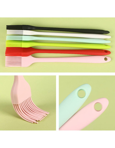 Juego de 6 Brochas de Silicona Genérico Resistentes al Calor 19cm