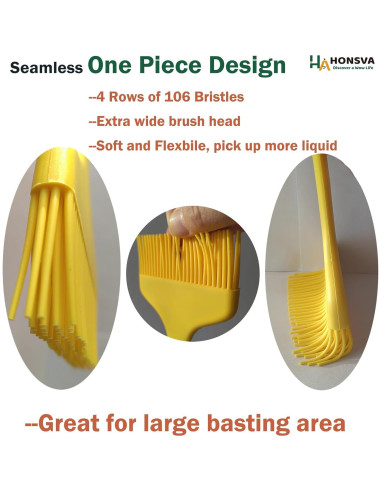 Brocha de Silicona Honsva 21.6 cm Resistente al Calor Amarillo