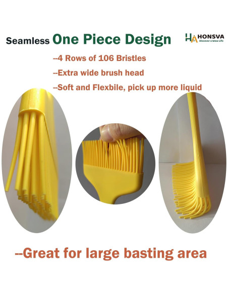 Brocha de Silicona Honsva 21.6 cm Resistente al Calor Amarillo