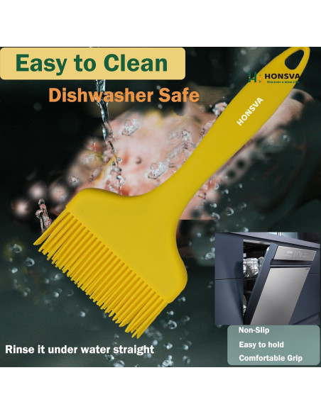 Brocha de Silicona Honsva 21.6 cm Resistente al Calor Amarillo
