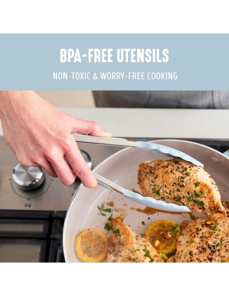 Juego de Utensilios de Cocina GreenLife 11 Piezas Silicona Niebla Azul