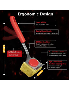 Cepillo para Parrilla BBQ GEDSTMDRK Sin Cerda Plegable 22.86 cm 2