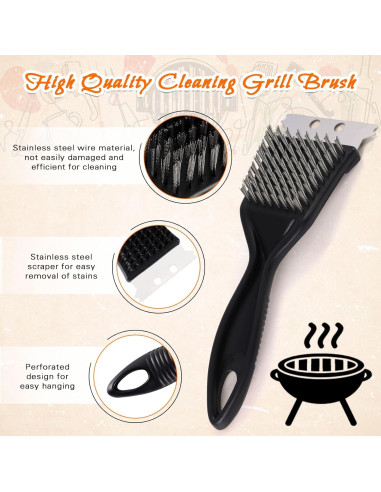 Juego de Cepillo y Raspador de Parrilla KINYFY 2 Pcs Acero Inoxidable