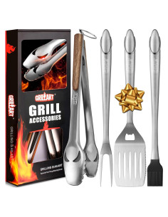 Juego de Herramientas para BBQ GRILLART 4 Piezas Acero Inoxidable