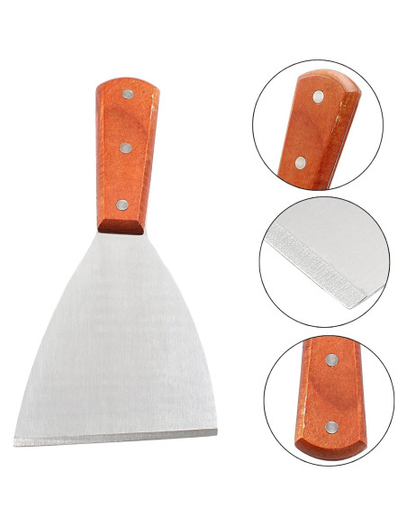 2 Espátulas Raspadoras de Acero Inoxidable Rierdge con Mango de Madera