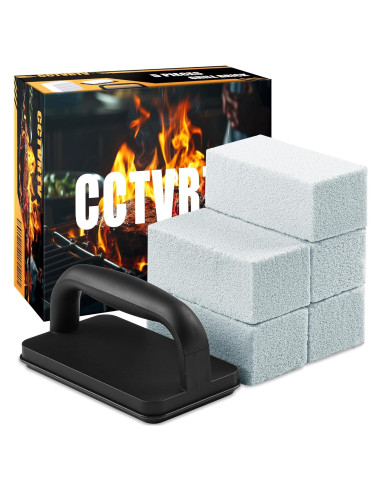 Kit de Limpieza de Parrilla CCTVRTV - 5 Ladrillos y Mango
