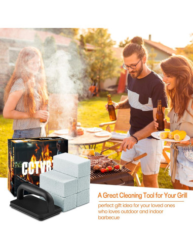 Kit de Limpieza de Parrilla CCTVRTV - 5 Ladrillos y Mango
