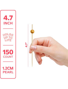 Palillos de Madera GUSTO 150 Piezas 11.94 cm Perla Dorada 2