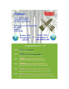 Pinchos de Bambú Ecológicos Gmark 20.32 cm 100 pcs para BBQ 2