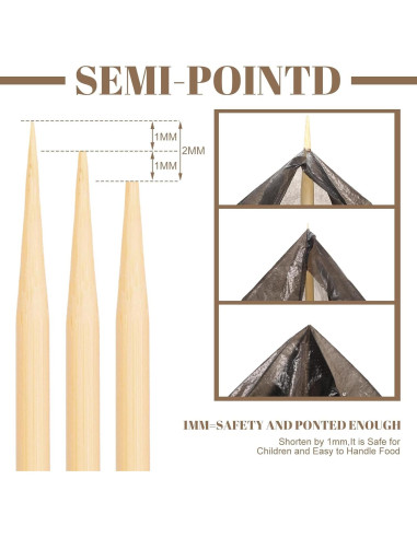 150 Palitos de Bambú para Asar Malvaviscos WSICSE 76 cm
