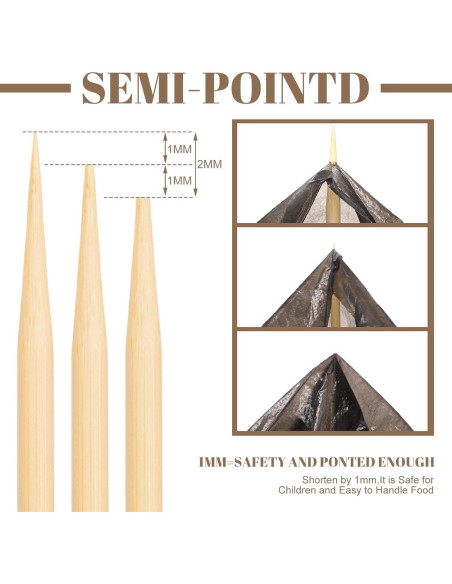 150 Palitos de Bambú para Asar Malvaviscos WSICSE 76 cm