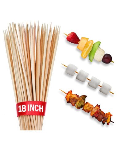 100 Palitos de Bambú 45.72 cm para BBQ y Manualidades KT Deals