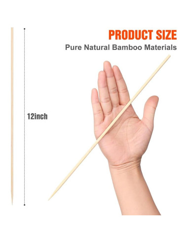 400 Pinchos de Madera de Bambú 30 cm Newflager Ecológicos