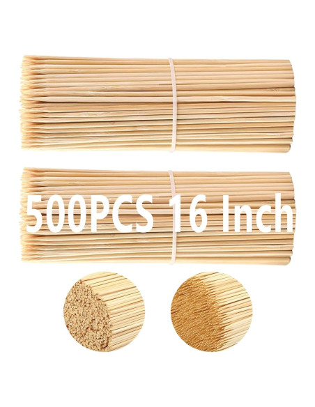 Acrux7 Palitos de Bambú Natural 40 cm 500 Pcs para Asar