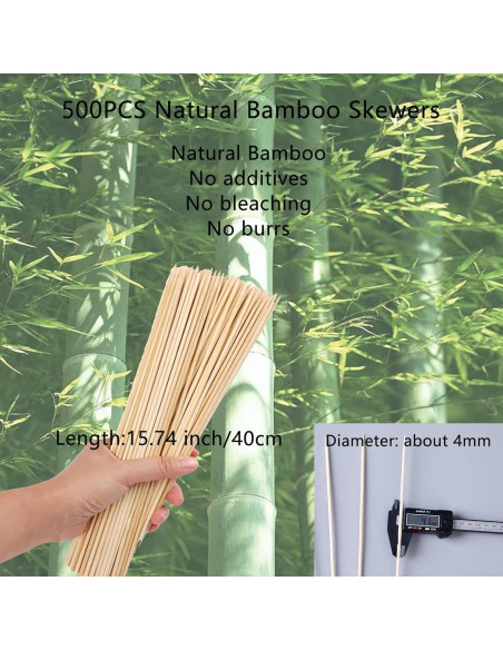 Acrux7 Palitos de Bambú Natural 40 cm 500 Pcs para Asar