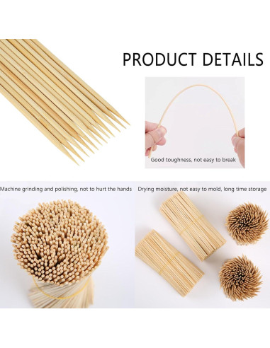 Acrux7 Palitos de Bambú Natural 40 cm 500 Pcs para Asar