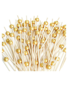 200 Palillos de Cóctel SEANSDA de Bambú 11.9 cm Dorados