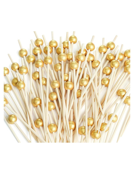 200 Palillos de Cóctel SEANSDA de Bambú 11.9 cm Dorados