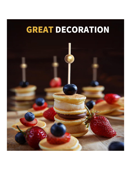 200 Palillos de Cóctel SEANSDA de Bambú 11.9 cm Dorados