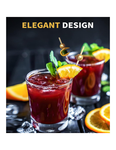 200 Palillos de Cóctel SEANSDA de Bambú 11.9 cm Dorados