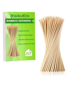 200 Pinchos de Bambú 30.48 cm NadaKin para Aperitivos y Parrilla