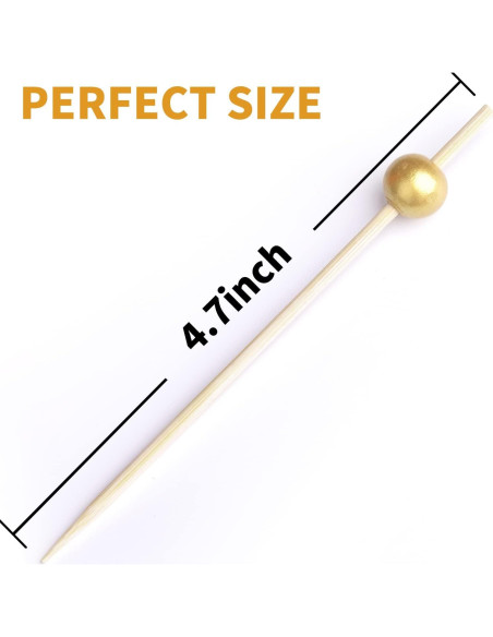 200 Palillos de Cóctel SEANSDA de Bambú 11.9 cm Dorados